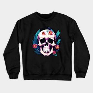 Happy skull with flowers #1 Crewneck Sweatshirt